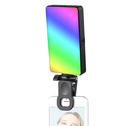 Image of GIFTMAX Mini Portable LED RGB Video Light with Tripod for Video Conference, Soft Lighting, Light with Clip for Laptop, Computer Light (RGB Mini Light + Tripod Leg)