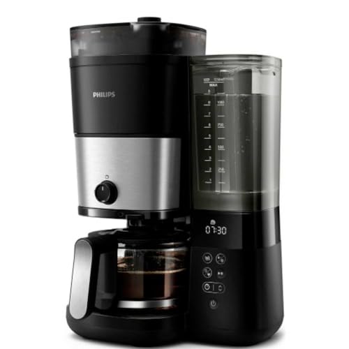Philips Home HD7900/01 Kaffeemaschine Schwarz, Silber Fassungsvermögen Tassen=10 mit Mahlwerk, Timerfunktion, Warmhalte