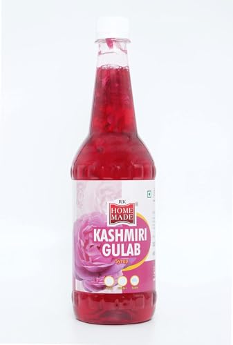 Image of RK HOME MADE NATURAL SYRUP | Real Kashmiri Gulab Syrup Crush Syrup | Gluten free | 100 % Vegan & Low fat | Easy to use | A perfect drink for house parties, picnics, & road trips to everyone's delight 750 - ML