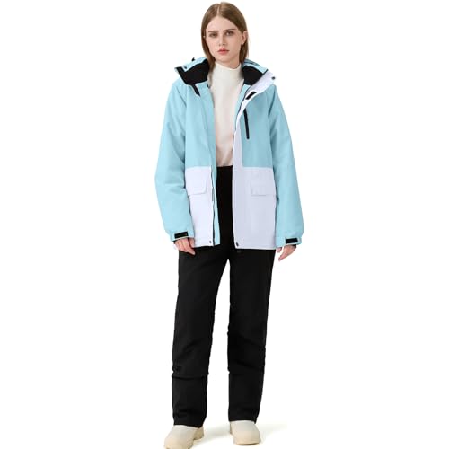 RIUIYELE Women's Ski Jackets and Pants Set Waterproof Insulated Snowsuit Winter Warm Skisuit Fashion Snowboarding Snow Coat (Bule+Black,XXL) - Thumbnail 3