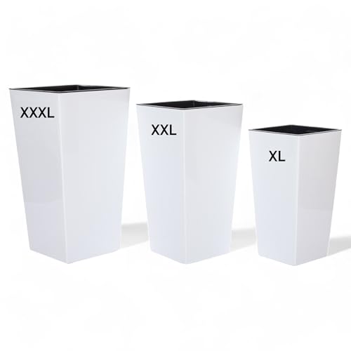 MELTOM Pflanzkübel aus Kunststoff in Hochglanz Farbe: Weiß mit...