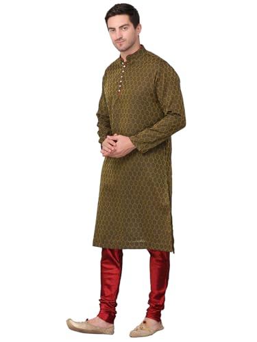 Image of Men's Cotton Jacquard Kurta and Churidar Set