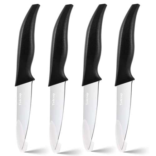 Yedcxup Paring Knives Set of 4-4'' Fruit Vegetable Paring Knives Large Sturdy Handle 4Cr14 Stainless Steel Sharp Blades Paring Knife Quick Cutting Small Kitchen Knife (4pcs/Black)