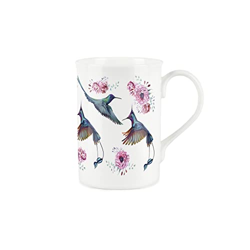 Purely Home Hummingbird & Rose Mug - Fine Bone China White Cup Coffee/Tea Present Gift, Rose,white