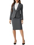 Allegra K Women 2 Piece Skirt Suit Set Business Casual Blazer Pencil Skirts