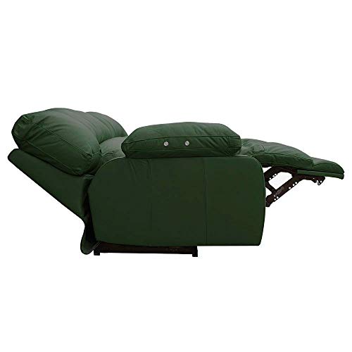 Sofá 3 Lugares Reclinável Elétrico Asmará 228cm Couro Verde - Gran Belo