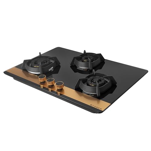 Faber 78cm 3Burner Gas Hob | Flame Failure Device | Cast Iron Pan Support | Metal Knobs | Dual Flame Burner | 8mm Toughened Black Glass | Versatile... - Image 5
