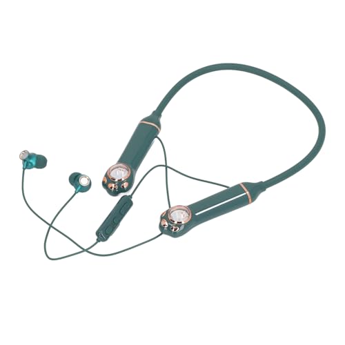 Auriculares con Banda para el Cuello, Retroiluminación RGB, Estéreo Magnético, Inalámbrico, con Patrón de Gato, para Entrenamiento, Gimnasio, Correr, con 4 Puntas para Auriculares (Green)