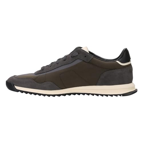 Image of BOSS Men's Zayn Low Profile Suede Leather Two Tone Sneaker