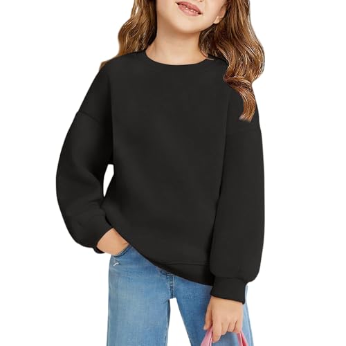 Girls Clothes Crew Neck Oversized Tops Winter Loose Fit Pullover Sweatshirt 2-12 Years Kids Soft Solid Color Clothes
