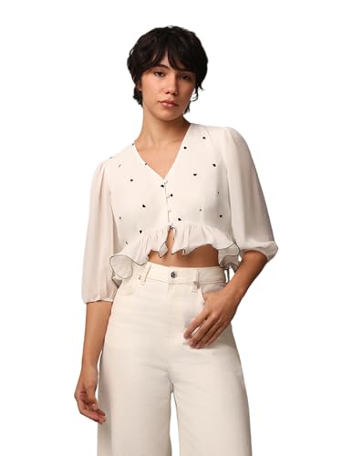Image of ONLY Women's Polyester Solid Regular Fit T-Shirt