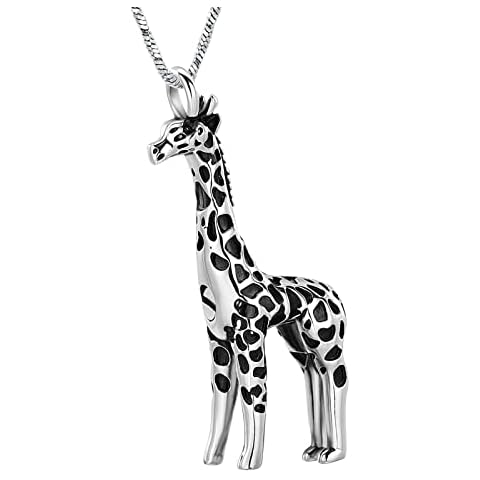 Yinplsmemory Cremation Jewelry Animal Giraffe Urn Necklace for Ashes for Women/Men Keepsake Ashes Holder Urn Locket Pendant Necklace for Human/Pet Ashes, Stainless Steel, stainless steel Cover