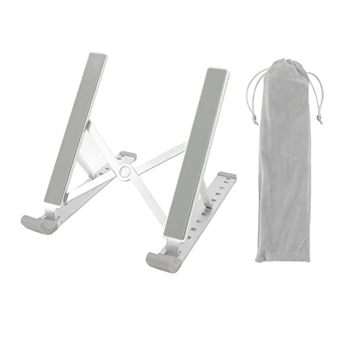 Laptop Stand for Desk - Adjustable Ergonomic Portable Aluminum Laptop Holder, Foldable Computer Stand Notebook Stand Holder Compatible with 9-15.6 Inch Laptops, Silver