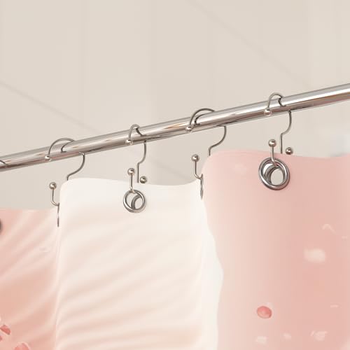 Image of Titanker Shower Curtain Hooks Rings, Rust Resistant Metal Minimalist Simple Double Glide Shower Hooks Rings for Bathroom Shower Rods Curtains, Set of 12 Hooks - Nickel