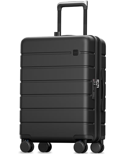 Image of LUGGEX Carry On Luggage 22x14x9 Airline Approved,HUP3 Accelerate Access with DiHook, Handy Pouch, 20 inch Expandable Hard Shell Suitcases with Spinner Wheels (EX-Enhance,Reef Black,20 Inch,37L-41L)