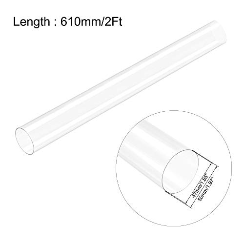 Image of uxcell Clear Rigid Tubing 47mm(1.85'') ID x 50mm(1.97'') OD x 2Ft Length Round Plastic Polycarbonate Tube