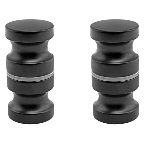 Unlorspy 2 Set Double Sided Shower Glass Door Knobs Solid Aluminum Alloy Back-to-Back Shower Door Knobs Bathroom Door Handle Knob for Glass Door (2.48" Height, Black) Cover