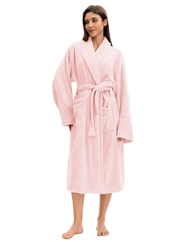 Image of Soft Robe For Women,Warm Plush Bath Robes Female,Spa Towel After Shower Lightweight Long Bathrobe