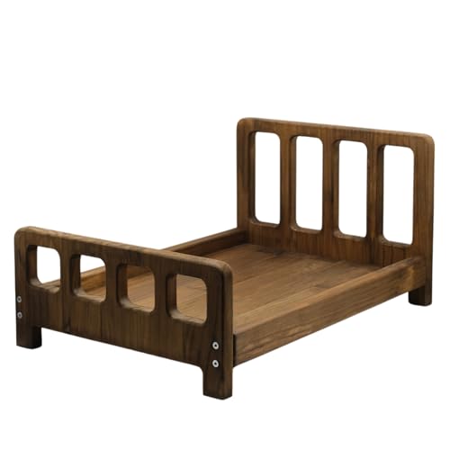 Newborn Photography Props Bed Prop Brown – Rustic Mini Wooden Bed for Baby Photography, Infant Photoshoot Posing Prop for Newborn Sessions