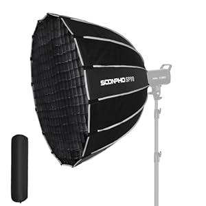 Soonpho 35.4″ / 90cm Parabolic Softbox Bowens Mount with Grid/Diffuser/Bag Quick Set Up & Release Softbox for Photography Studio Shooting Softbox for Bowens Mount Monolight Strobe Flash