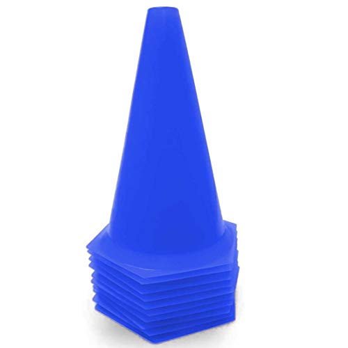 AX Esportes Pack 10 Cones Rígidos p/ Treinamento, Azul, 23cm