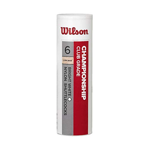 Wilson Badminton-Ball, Championship Shuttlecocks, 6-er Dose, 78 Grains, Weiß, Kunststoff/Naturkork, WRT6042WH78, One Size Wilson Badminton-Ball, Championship Shuttlecocks, 6-er Dose, 78 Grains, Weiß, Kunststoff/Naturkork, WRT6042WH78, One Size