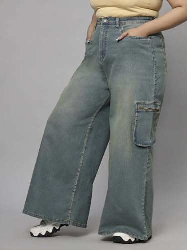 Image of TURNING BLUE Extra Wide High Rise Stretchable Plus Size Jeans for Women