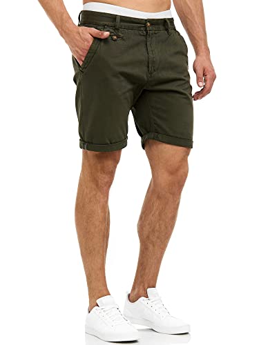 Indicode Hombres Cuba Chino Shorts | Pantalón Chino Corto con 5 Bolsillos Grün Army L