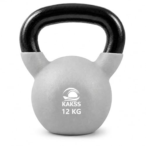 Image of Kakss Half Coating Neoprene Kettlebell (2kg to 40kg)(Proudly Made in India) (12kg, Grey)