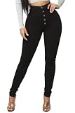 BISUAL Womens High Waisted Butt Lifting Jeans Distressed Stretch Skinny Sexy Colombian Jeans for Women (Black, US 12)