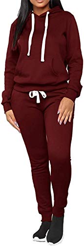 Women Jogger Outfit Matching Sweat Suits Long Sleeve Hooded Sweatshirt and Sweatpants 2 Piece Sports Sets Tracksuit