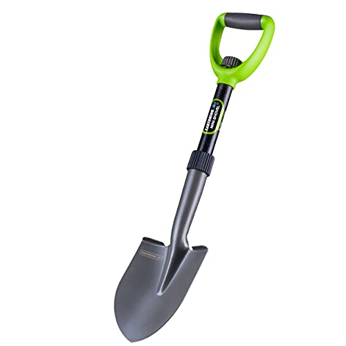 Earthwise 26.5 Inch Carbon Steel D-Handle Compact Collapsible Trenching Mini-Shovel, Green