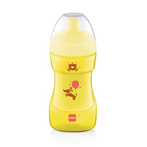 MAM Bicchiere sportivo (330 ml), a prova di perdite, con valvola autoapribile, con superficie antiscivolo, a partire da 12 mesi, cane