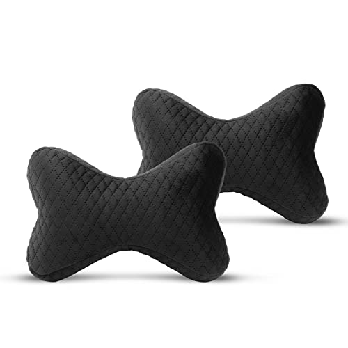 Image of Auto Hub Memory Foam Headrest Cushion for Driving, Office - Neckrest Car Neck for Neck Pain Relief & Cervical Support (Black)