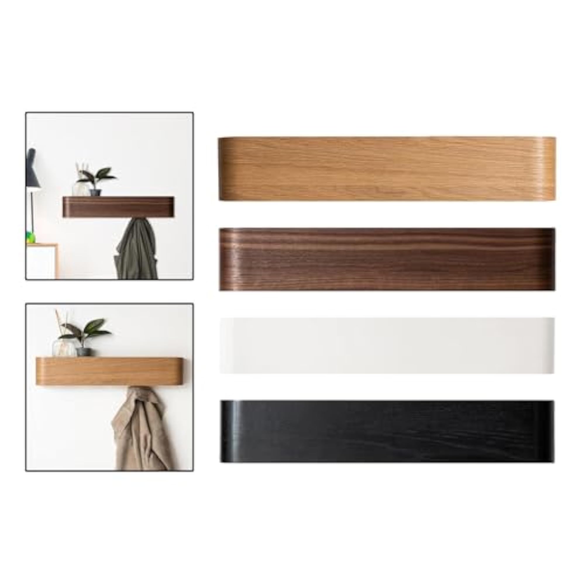 Wall Mounted Coat Rack, Solid Wood Minimalist Key Holder