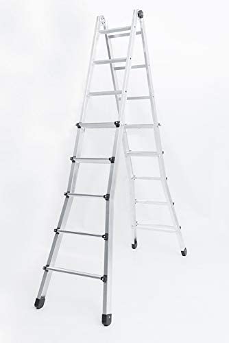 Scala Telescopica Multiuso In Alluminio - 5+5 Gradini (5m), Professionale, Made In Italy