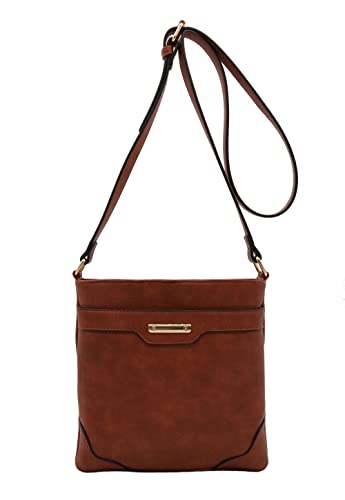 Image of Medium Size Solid Modern Classic Crossbody Bag with Gold Plate