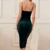Women Vintage Velvet Banquet Dinner Dress 50s Sleeveless A-line Dress 80s Fancy Dress Wrap Bodycon Party Dresses Spaghetti Strap Evening Dress Ladies Elegant Wedding Guest Gown Green #3