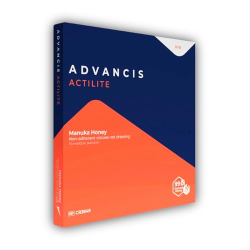 Actilite 10 x 10cm Apósito de malla viscosa no adherente recubierto 99% Miel de Manuka 10 piezas