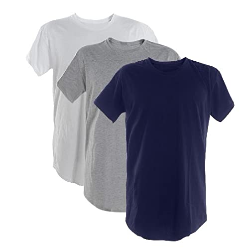 Kit 3 Camisetas Long (Branca, Azul Marinho, Cinza Mescla, GG)