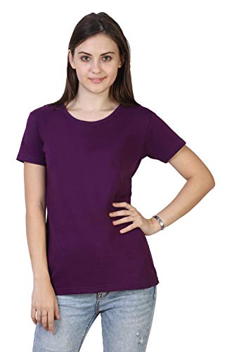 Image of FLEXIMAA Women's Cotton Plain Round Neck Half Sleeve T-Shirt