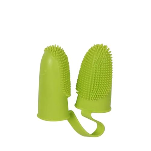 Image of DENTIMICA Double-Handed Fingertip Dog Toothbrush Oral Cleaning Puppy Toothbrush TPR Flexible and Durable Pets Finger Teeth Brushes 2pcs(Blue+Green)