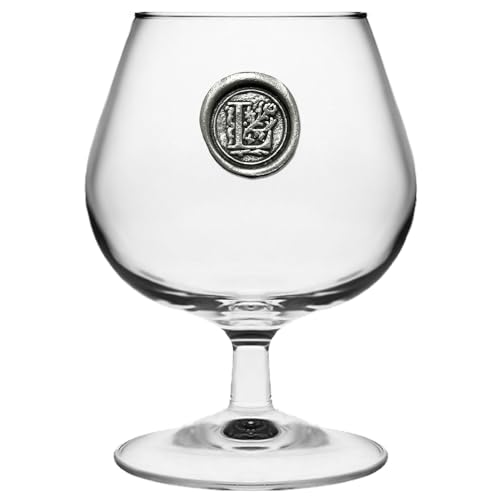 English Pewter Company 14.5oz Brandy Cognac Snifter Glass With Monogram Initial - Personalized Gift With Your Choice of Initial (L)