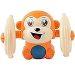 GRAPHENE Dancing and Spinning Voice Control Monkey Toy with Light and Sound, Interactive Baby Toy with Crawling Feature, Cute Banana Monkey, for Kids