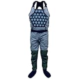 Suwequest Fly Fishing Chest Waders Waterproof Stocking Foot Breathable Lightweight Wading Pants for Men Women Fishing Pants Gray M