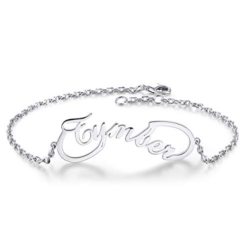 Dreamdecor Personalized Infinity Name Bracelet Sterling Silver Engraved Custom Made Link Bracelet with 2 Names for Women