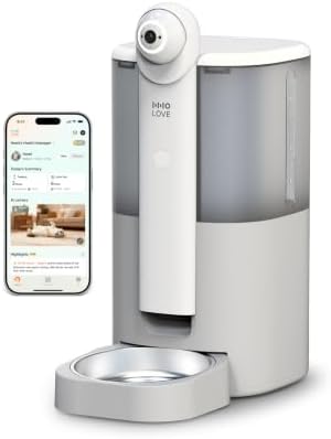 HHOGENE 5L Futterautomat Katze mit Kamera & 1080P Nachtvision, automatischer Katzenfutterautomat KI-Fütterungsplan, App-Steuerung per 2,4G/5G WLAN, Frische-Guard für Trockenfutter,