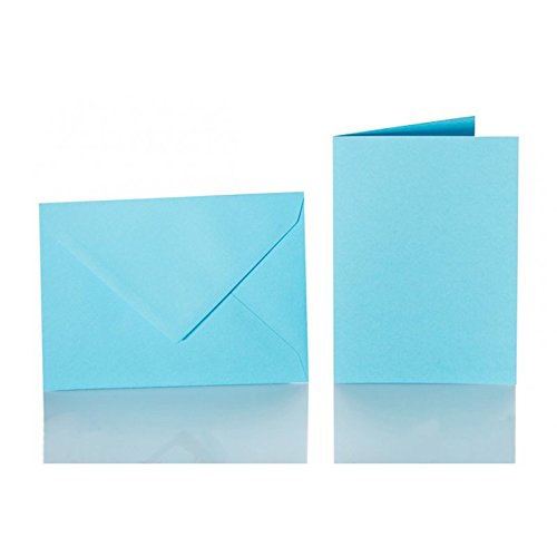 100 C5 Sobres con solapa triangular, 120 g + 100 tarjetas de doble 240 g 150 x 200 mm), color azul 18