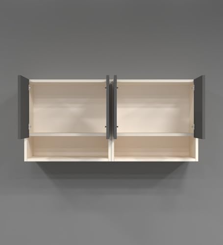 Image of SPECIALITY PANELS 4 Door Wall Cabinet with UV Profile Shutter | Wall Mounted Storage Cabinet for Kitchen Bathroom Living Room | Wooden Wall Cabinet Organizer Grey Finish DIY Assembly
