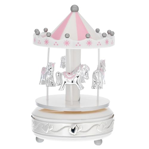 Carrousel de Bagutta en acrylique avec chevaux roses et argent B 4201-02 R